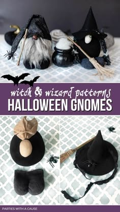 witches and wizard patterns for halloween gnomes