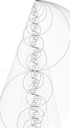 an abstract line drawing with circles in the shape of spirals on a white background