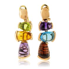 Rainbow Mixed Gemstone Cabochon Dangle Earrings – Park City Jewelers Custom Wedding Band, Tsavorite Garnet, Colored Stone, Tiny Diamond, Diamond Drops, Perfect Engagement Ring, London Blue Topaz, Earring Backs, Park City