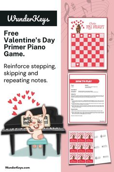 the valentine's day piano game is available for kids and adults to play with