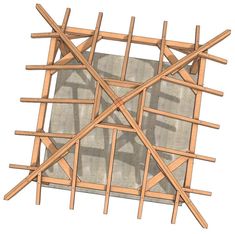 a wooden structure with several sticks sticking out of it