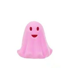 a small pink ghost with red eyes on a white background, it appears to be smiling