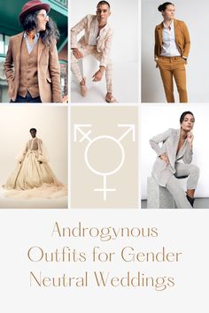 the cover of an article about men's suits for genderal weddings, with images of women in different styles and colors