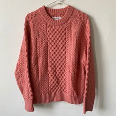 Apiece Apart Coral Pink Fisherman Sweater. Apiece Apart, Fisherman Sweater, S Crew, Coral Pink, Scoop Neck, Sweaters For Women, Coral, Pink, Women Shopping