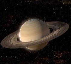 an artist's rendering of saturn with its rings spinning in the space around it