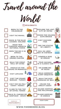 the travel around the world checklist