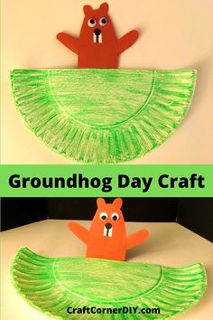 groundhog day craft for kids with paper plates and crepe on the bottom