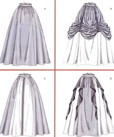 four pictures of different styles of dresses