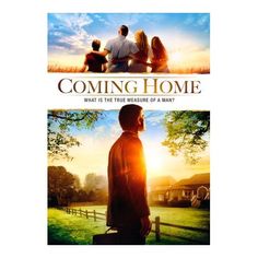 the movie poster for coming home, with two people standing in front of a fence