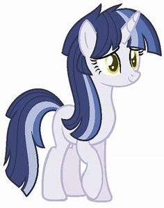 a pony with blue hair and yellow eyes