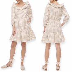 Nwt Jcrew Gingham Seersucker Ruffle Dress, Sz 6. Shoulder-Hem 35”, Elastic Ruffle Neckline. Size Zip, Pockets. Gingham Plaid Dress With Ruffles For Day Out, Cotton Plaid Dress With Ruffles For Brunch, Casual Plaid Ruffle Dress For Spring, Chic Plaid Dress With Ruffles For Spring, Fitted Preppy Plaid Dress For Spring, Gingham Seersucker Dresses For Spring, Preppy Plaid Dress For Spring, White Cotton Plaid Dress For Spring, Gingham Plaid Dress With Ruffles For Daywear