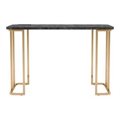 a black marble and gold metal console table