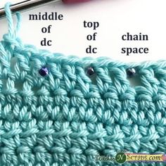 the crochet stitch is being worked on