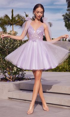 Sweet and sparkly, this short homecoming dress has sheer tulle shoulder bows that offer an adorable look for your semi-formal event. With a shimmering sequin bodice, this short party dress has a sheer inset at the plunging v-neckline and bowed shoulder straps that lead to the deep v-back. The short a-line dance dress has a fully-lined short skirt with a sheer tulle overlay that makes it a figure-flattering choice for homecoming, sweet-16 parties, and other fancy dances. Affordably priced under $ Short Tulle Skirt, Tulle Dress Short, Tulle Cocktail Dress, Bow Straps, Dama Dresses, Cinderella Divine, Tulle Bows, Short Gowns, Cinderella Dresses