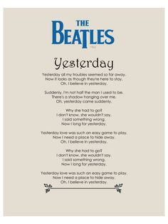 the beatles's yesterday poem