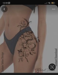 Graceful Tattoo, Tattoos In Other Languages, Ladies Tattoo, Thigh Piece Tattoos, Side Tattoos Women, Printable Stencil, Dna Tattoo, Stomach Tattoos Women, Quality Tattoo