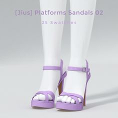 a pair of white and purple high heeled shoes