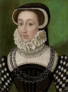 Portrait of Catherine de' Medici.  I don't usually look at the French, but I'm pinning this for the crazy ruff and the ruffled bit under the black hood. Medici Collar, 16th Century Portraits, Dark History, Old Portraits