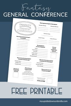 a free printable fantasy general conference game