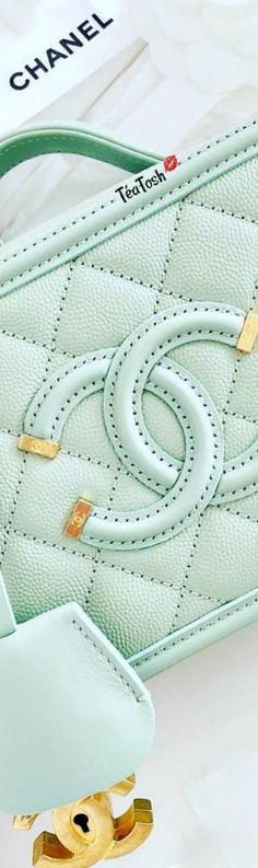 ❈Téa Tosh❈ Minty Chanel :) Mint Magic, Mint Tone, Mint Fashion, Minty Fresh, Mint Gold, Statement Bag, Pin Logo, Womens Vintage Dresses