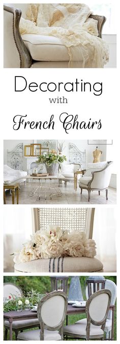 an image of a living room with french chairs in it and the title decorating with french chairs