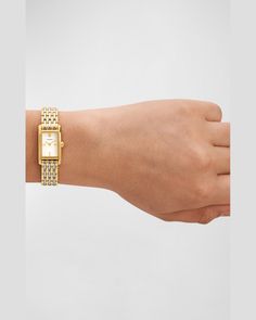 Find TORY BURCH The Eleanor Mini Two-hand Two-tone Stainless Steel Watch on Editorialist. Tory Burch rectangular watch Twotone stainless steel White dial with baton indices Signature doubleT logo at 12 o'clock Bracelet strap with folding closure Twohand quartz movement Made in Japan Gold Watches With Bracelet Strap And Rectangular Dial, Yellow Gold Stainless Steel Watch With Rectangular Dial, Rectangular Stainless Steel Watch With Polished Finish, Clock Bracelet, Tory Burch Watch, Rectangular Watch, 2023 Christmas, Ladies Watch, White Dial