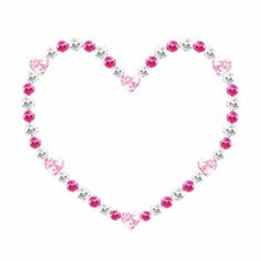 a heart made up of pink and silver hearts with diamonds on it's sides