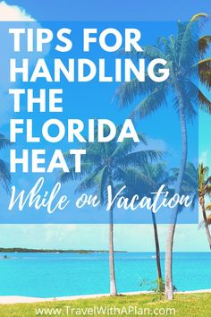 palm trees and the ocean with text overlay that reads tips for handling the florida heat while on vacation