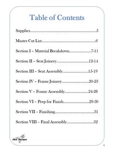 the table of contents is shown