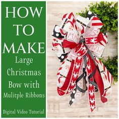 Join me in Ashley's Wreath Class to learn how to make Christmas bows for your holiday decorating! This Bow Making Workshop contains a video tutorial to create a large holiday bow with multiple ribbons.  This DIY Christmas bow tutorial is perfect for a large holiday wreath or as a Christmas Tree Topper. Transform your home this holiday season with beautiful, handcrafted bows without the hassle and stress of guesswork. Our Bow Making Video Tutorials are designed to save you time, money, and effort, ensuring a fun and rewarding crafting experience! Why Choose Wreath Making Video Tutorials from Ashley's Wreath Class? ⏰ Save Time: No more endless shopping trips! Our comprehensive supply lists provide you with everything you need in one go, so you can spend more time crafting and less time hunti Bowdabra Christmas Tree Bows, Easy Bows With Ribbon For Wreath, How To Make A Bow With Wired Ribbon, Multi Ribbon Bow Tutorial, Bow With Multiple Ribbons, Wreath Bow Diy, Christmas Bow Tutorial, Diy Christmas Bow, Christmas Tree Bow Topper