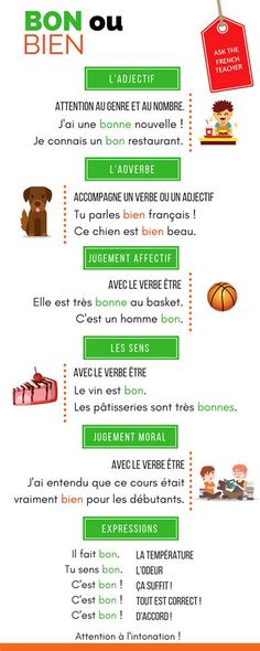 a poster with different types of items in french and english, including an image of a dog