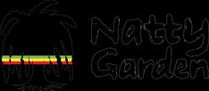 a black background with the words, notty garden written in white and rainbow lettering