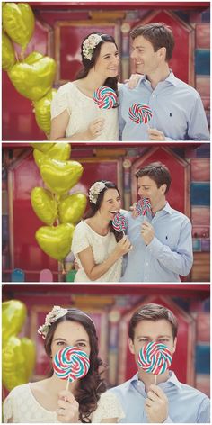 two people holding candy canes in front of each other