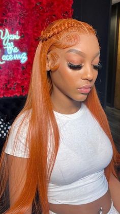 Colored Human Hair Wigs, Hair Color Orange, Blonde Lace Front Wigs, Pretty Hair Color, Hair Ponytail Styles