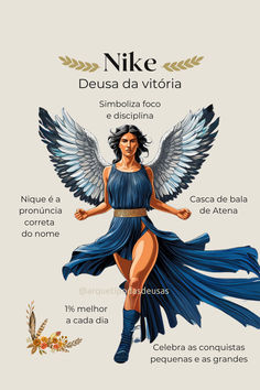 a woman in blue dress with angel wings on her chest and the words nike written below it