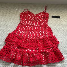 Never Worn Suuuuper Cute Red Lattice Dress From Lulus Size Xs Lattice Dress, Lulus Dress, Lulus Dresses, Lulu Dresses, Lattice, Red