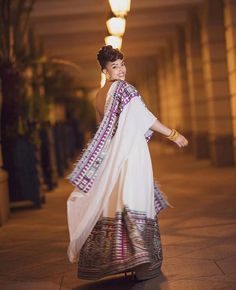 Radiant Purple Majesty: Modern Menen Fabric in Habesha Kemis – TheEthiopianStore Eritrean Dress, Habesha Dress, Ethiopian Dress, Habesha Kemis, Timor Leste, Purple Pattern, Cultural Heritage, Caicos Islands, Pitcairn Islands