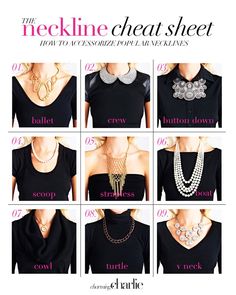 Necklaces for different necklines. Mode Tips, Wear Necklaces, Neckline Dress, Kandy, Mode Inspiration, Looks Style, Salwar Kameez, Look Fashion, Passion For Fashion