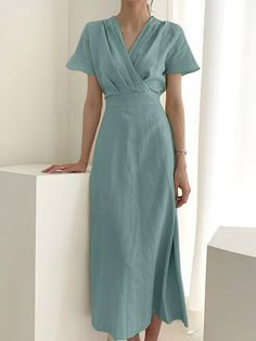 Retro Mode, Vestido Casual, 가을 패션, Casual Fall Outfits, Linen Clothes, Linen Dresses, Green Fashion, Sewing Dresses, Sewing Clothes