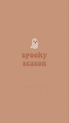 the spooky season logo is shown on a brown background with an orange ghost