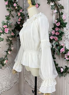 Women Kawaii Lace Ruffles O-Neck Flare Sleeve Chiffon Tops Girly Sweet Elegant Princess Blouses     Color:  As Picture   Applicable People:Adult   Gender:Women   Material: This Blouses is made of  High Quality Chiffon and Lace, soft and comfortable to wear   Package Includes: One Blouses   OCCASION: Masquerade,Birthday Party,Cosplay Party,and it's a good gift for Girlfriend,Daughter       Size:(cm)   One Size,Bust 80-105cm,Waist 60-95cm,Length50cm,Sleeve60cm   The ch White Ruffled Kawaii Top, Sweet Ruffled Blouse For Spring, Cute Ruffled Party Blouse, Chiffon Ruffle Blouse For Wedding, Cute Party Tops With Lace Trim, Cute Ruffled Party Tops, Sweet Tops With Ruffles And Doll Collar, Sweet Doll Collar Top With Ruffles, Masquerade Birthday Party