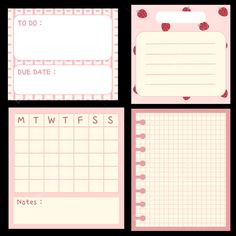 four different types of notepads with the words to do, due date and minutes