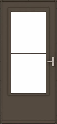 an open door with two square white squares on the front and side panels in brown