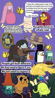 an image of cartoon characters with text that reads, people get built different ways we don't need to ignore out