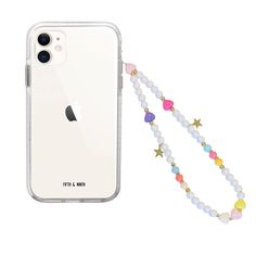 an iphone case with a lanyard attached to the front and back of it's phone