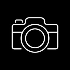 a black and white photo camera icon on a dark background with space for your text