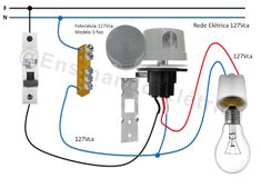 an electrical wiring diagram with two lights and one light switch on the opposite side of the wall