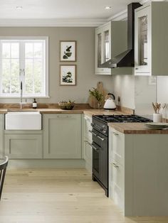 a kitchen filled with lots of counter top space next to a dining room table and chairs