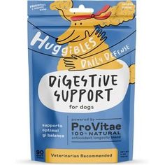 an image of a bag of digest support for dogs with peanut butter and dog treats