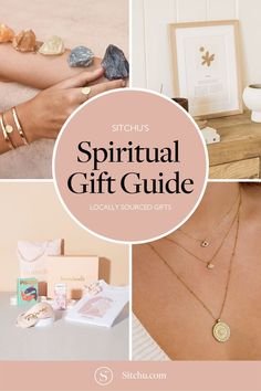 a woman's hand holding a gold necklace with the words, gift guide on it